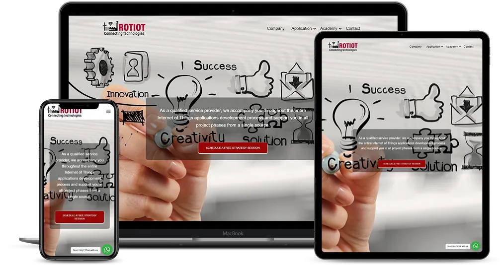 Website von RotIOT in der Desktop-, Tablet- und Mobilansicht
