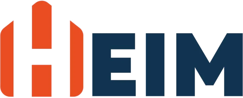 Logo von Heim Gebäudeservice: oranges H in Hausform, daneben die Buchstaben EIM in Marineblau
