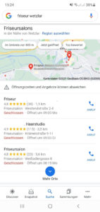 Google Maps lokal Suchergebnis